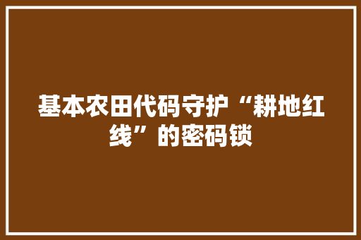 基本农田代码守护“耕地红线”的密码锁
