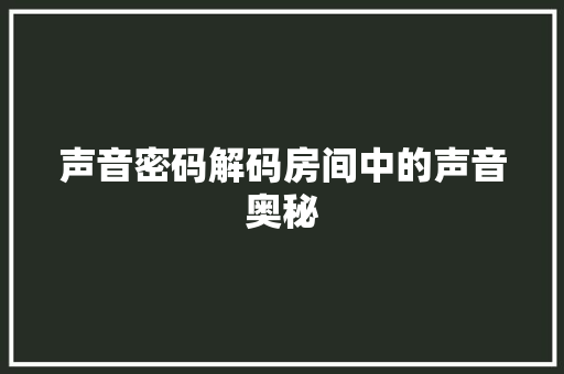 声音密码解码房间中的声音奥秘
