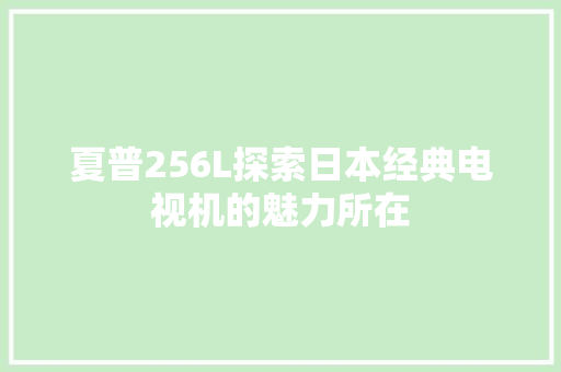 夏普256L探索日本经典电视机的魅力所在