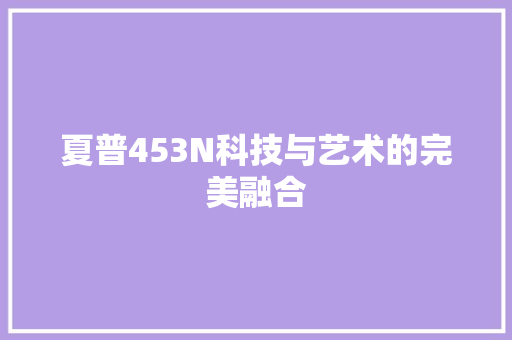 夏普453N科技与艺术的完美融合