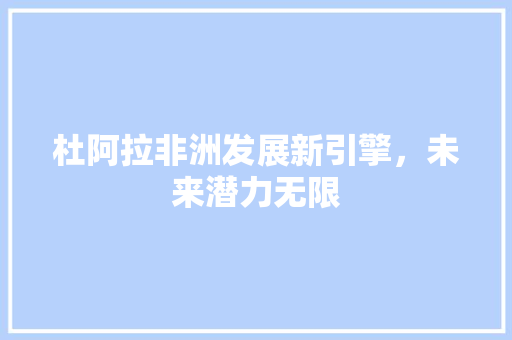 杜阿拉非洲发展新引擎，未来潜力无限