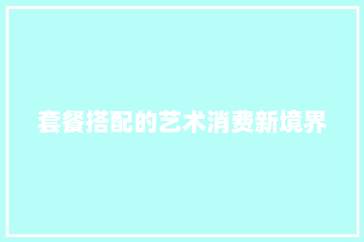 套餐搭配的艺术消费新境界