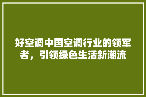 好空调中国空调行业的领军者，引领绿色生活新潮流