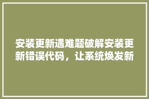 安装更新遇难题破解安装更新错误代码，让系统焕发新生