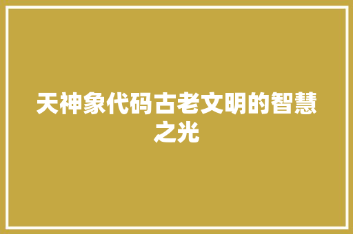 天神象代码古老文明的智慧之光  第1张