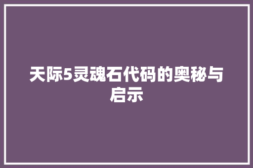 天际5灵魂石代码的奥秘与启示