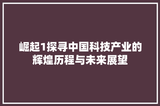 崛起1探寻中国科技产业的辉煌历程与未来展望
