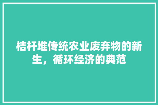 桔杆堆传统农业废弃物的新生，循环经济的典范
