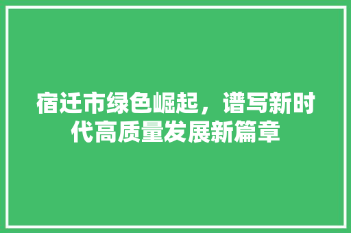 宿迁市绿色崛起，谱写新时代高质量发展新篇章