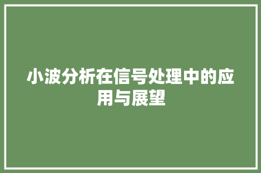 小波分析在信号处理中的应用与展望