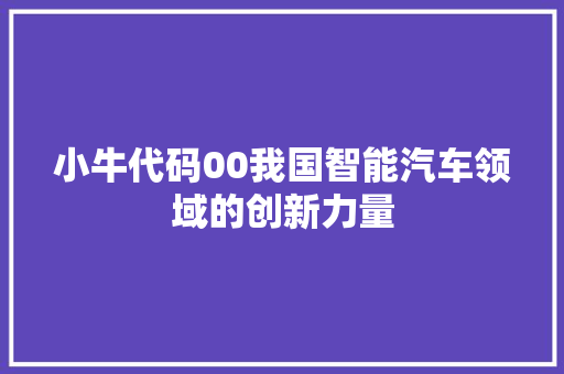 小牛代码00我国智能汽车领域的创新力量
