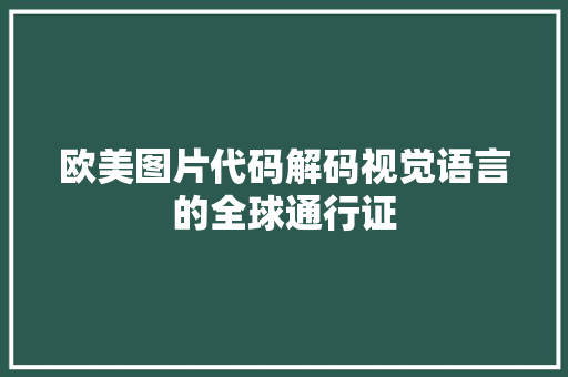 欧美图片代码解码视觉语言的全球通行证
