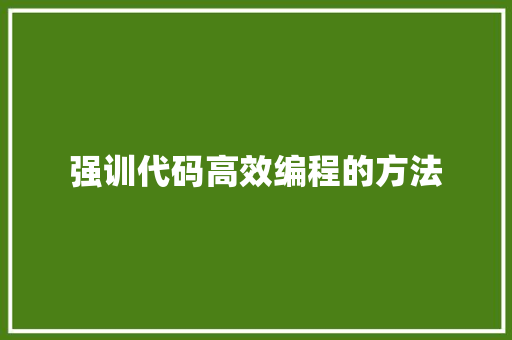强训代码高效编程的方法  第1张