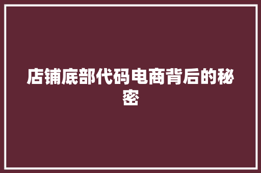 店铺底部代码电商背后的秘密