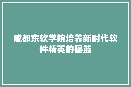 成都东软学院培养新时代软件精英的摇篮  第1张