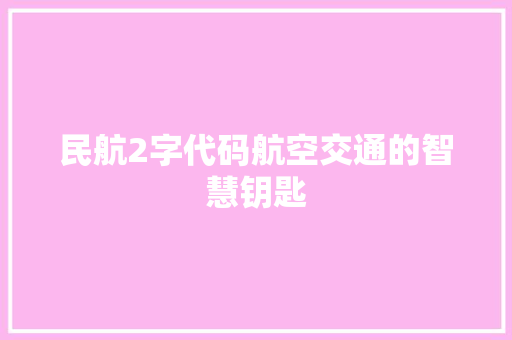 民航2字代码航空交通的智慧钥匙