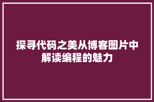探寻代码之美从博客图片中解读编程的魅力