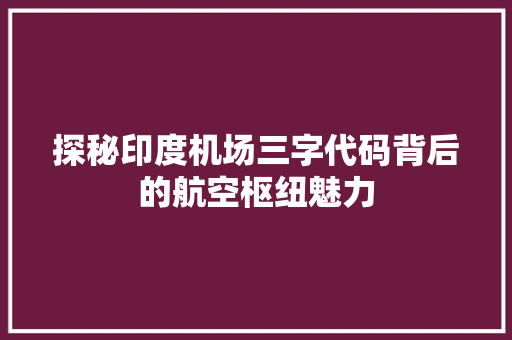 探秘印度机场三字代码背后的航空枢纽魅力  第1张