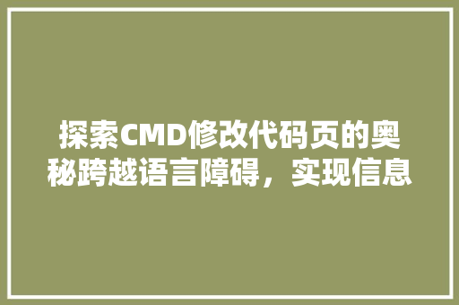探索CMD修改代码页的奥秘跨越语言障碍，实现信息传递