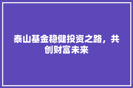 泰山基金稳健投资之路，共创财富未来  第1张