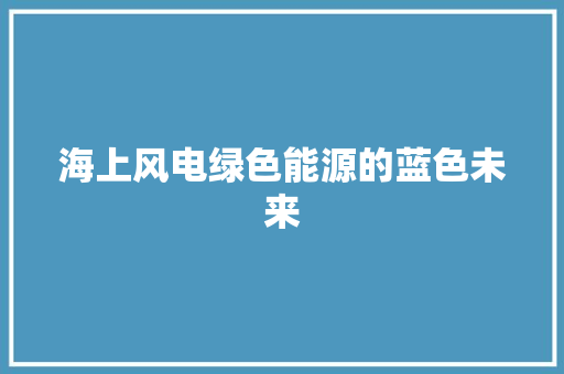 海上风电绿色能源的蓝色未来