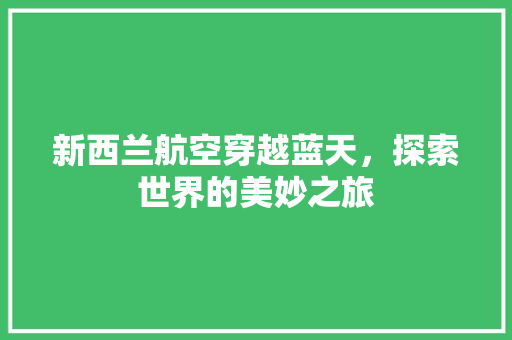 新西兰航空穿越蓝天，探索世界的美妙之旅