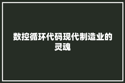 数控循环代码现代制造业的灵魂  第1张
