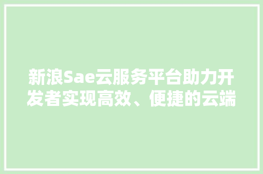 新浪Sae云服务平台助力开发者实现高效、便捷的云端应用部署  第1张
