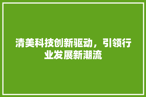 清美科技创新驱动，引领行业发展新潮流