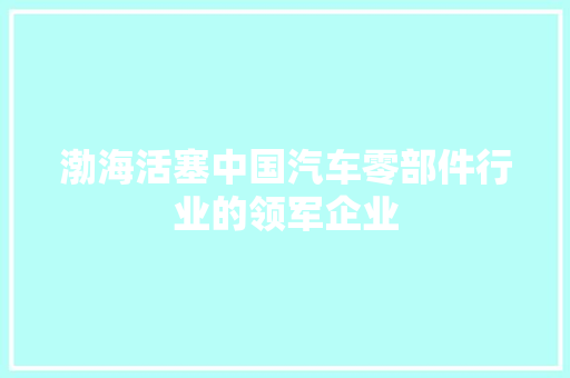 渤海活塞中国汽车零部件行业的领军企业