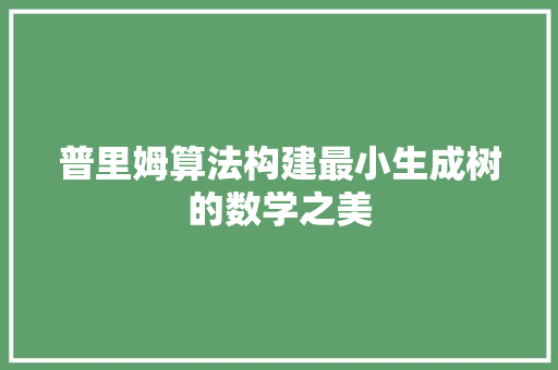 普里姆算法构建最小生成树的数学之美  第1张