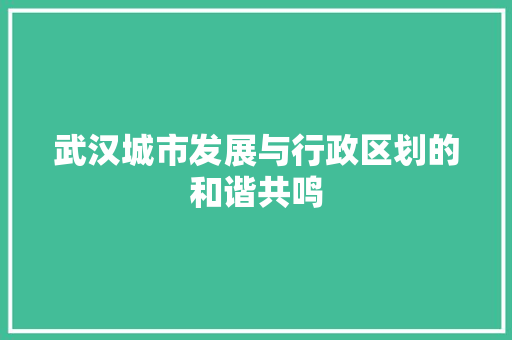 武汉城市发展与行政区划的和谐共鸣