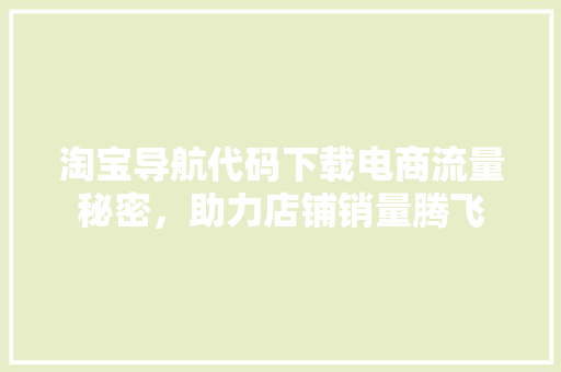 淘宝导航代码下载电商流量秘密，助力店铺销量腾飞