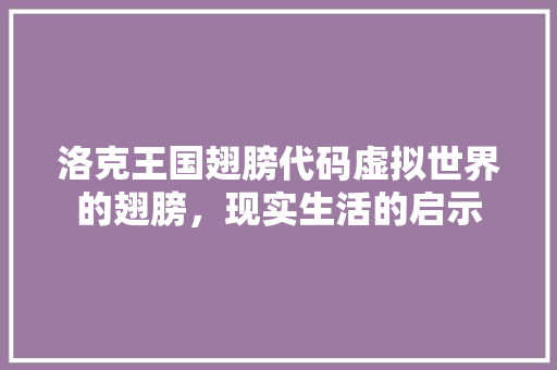 洛克王国翅膀代码虚拟世界的翅膀，现实生活的启示