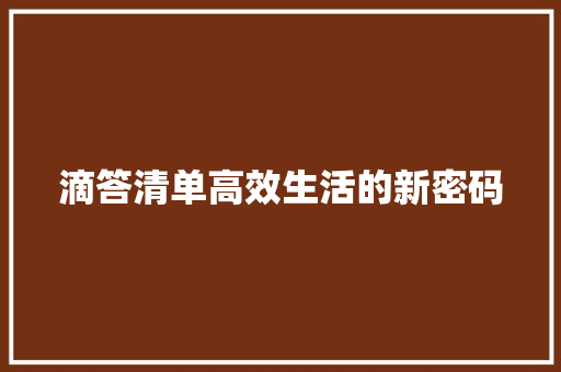 滴答清单高效生活的新密码