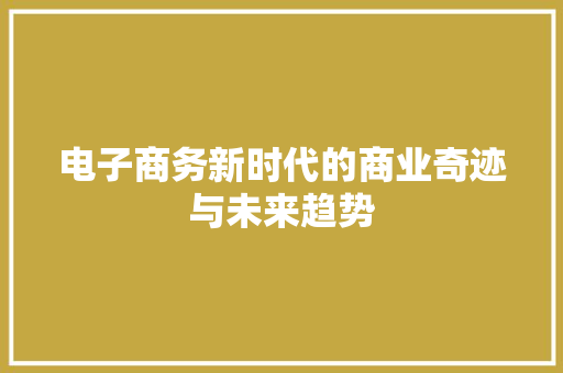 电子商务新时代的商业奇迹与未来趋势