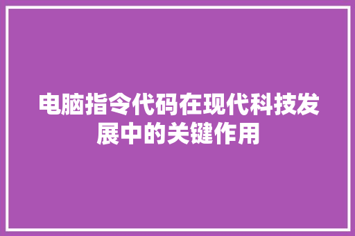 电脑指令代码在现代科技发展中的关键作用