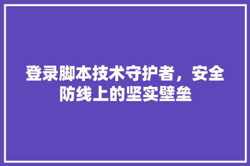 登录脚本技术守护者，安全防线上的坚实壁垒