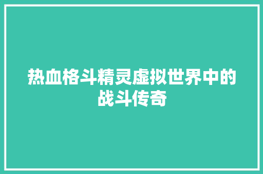 热血格斗精灵虚拟世界中的战斗传奇