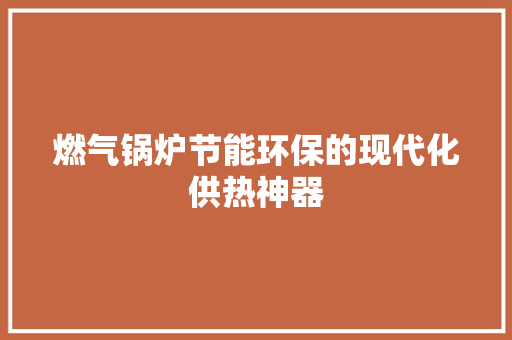 燃气锅炉节能环保的现代化供热神器