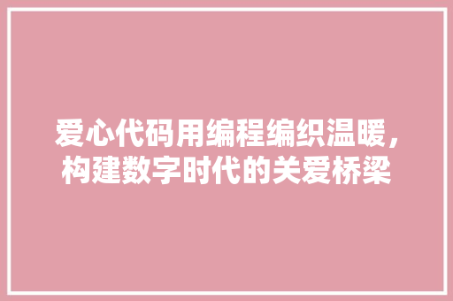 爱心代码用编程编织温暖，构建数字时代的关爱桥梁