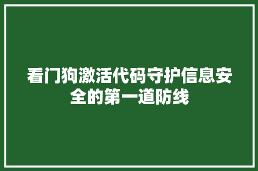 看门狗激活代码守护信息安全的第一道防线