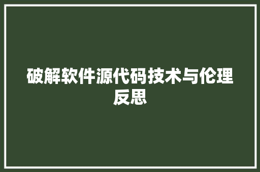 破解软件源代码技术与伦理反思