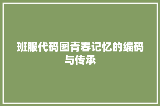 班服代码图青春记忆的编码与传承