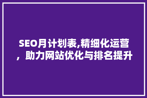SEO月计划表,精细化运营，助力网站优化与排名提升