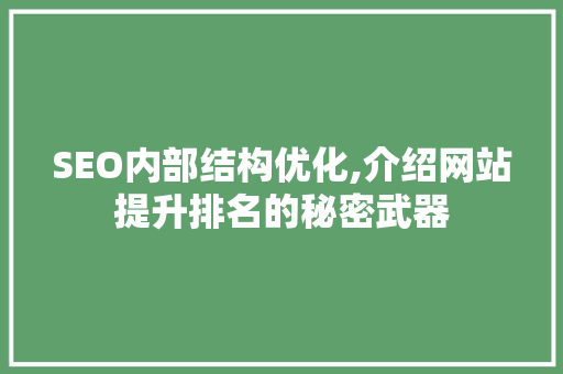 SEO内部结构优化,介绍网站提升排名的秘密武器